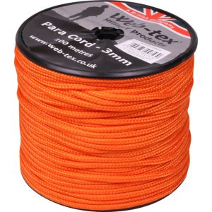 Парашутна връв 100 метра Web-Tex Paracord on Reel Neon Orange